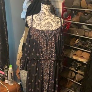 Cold shoulder navy dress